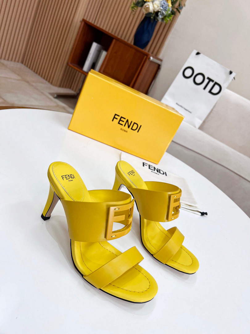 Fendi 8R8287 Baguette Slides Leather Yellow