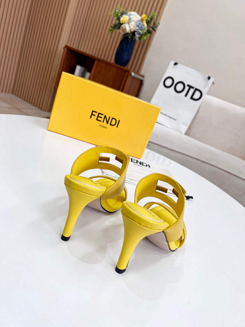 Fendi 8R8287 Baguette Slides Leather Yellow