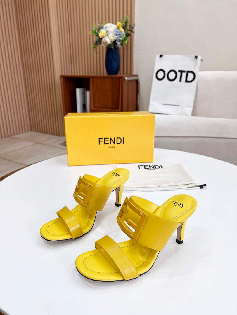 Fendi 8R8287 Baguette Slides Leather Yellow