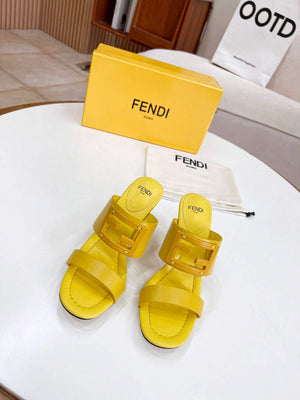 Fendi 8R8287 Baguette Slides Leather Yellow - 35 - View 8