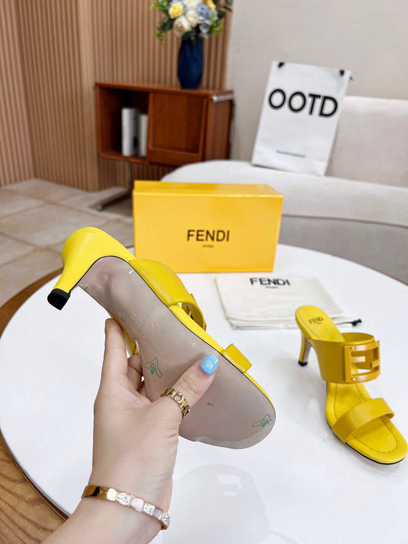 Fendi 8R8287 Baguette Slides Leather Yellow
