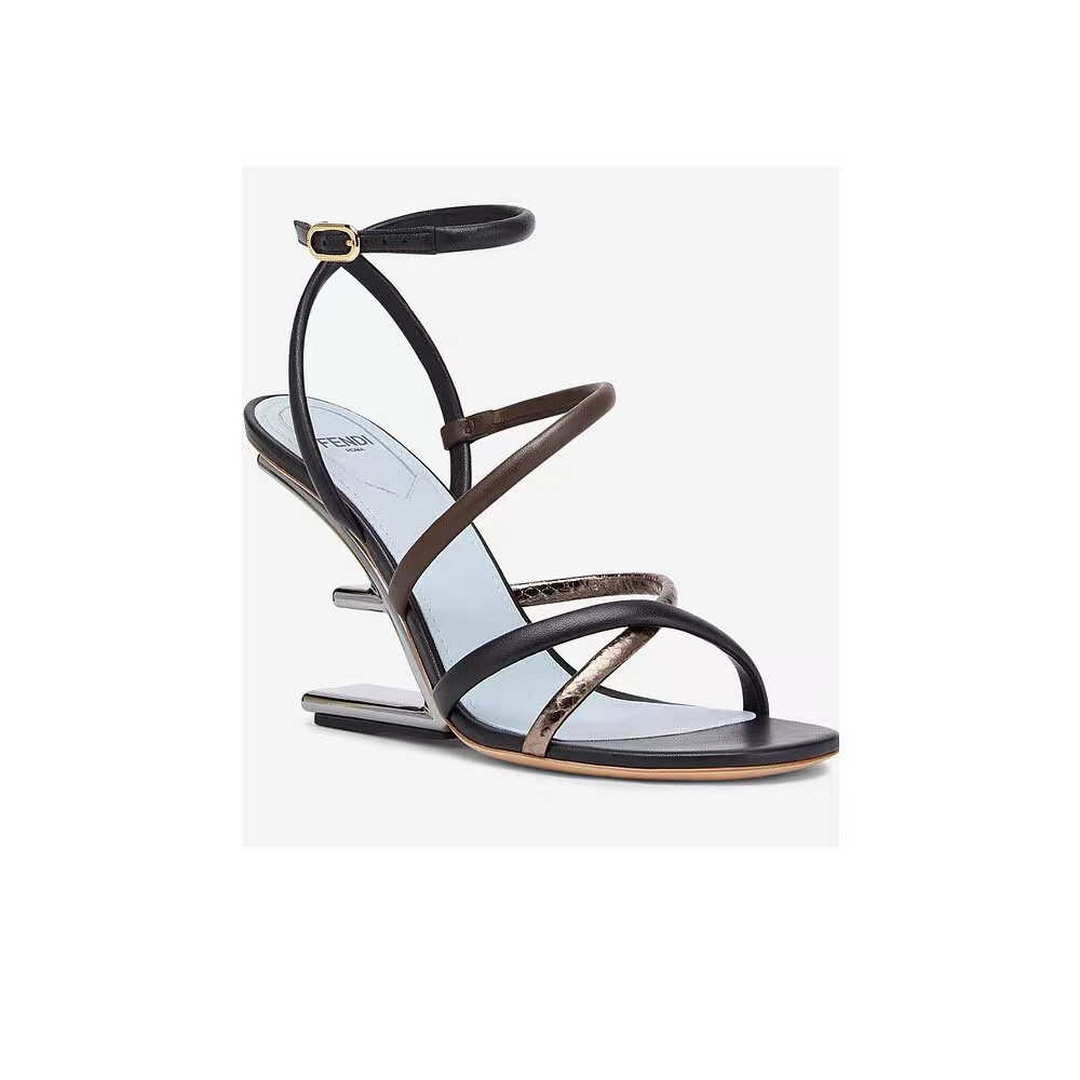 Fendi 8X8274 First Black nappa leather 95 mm high-heeled sandals