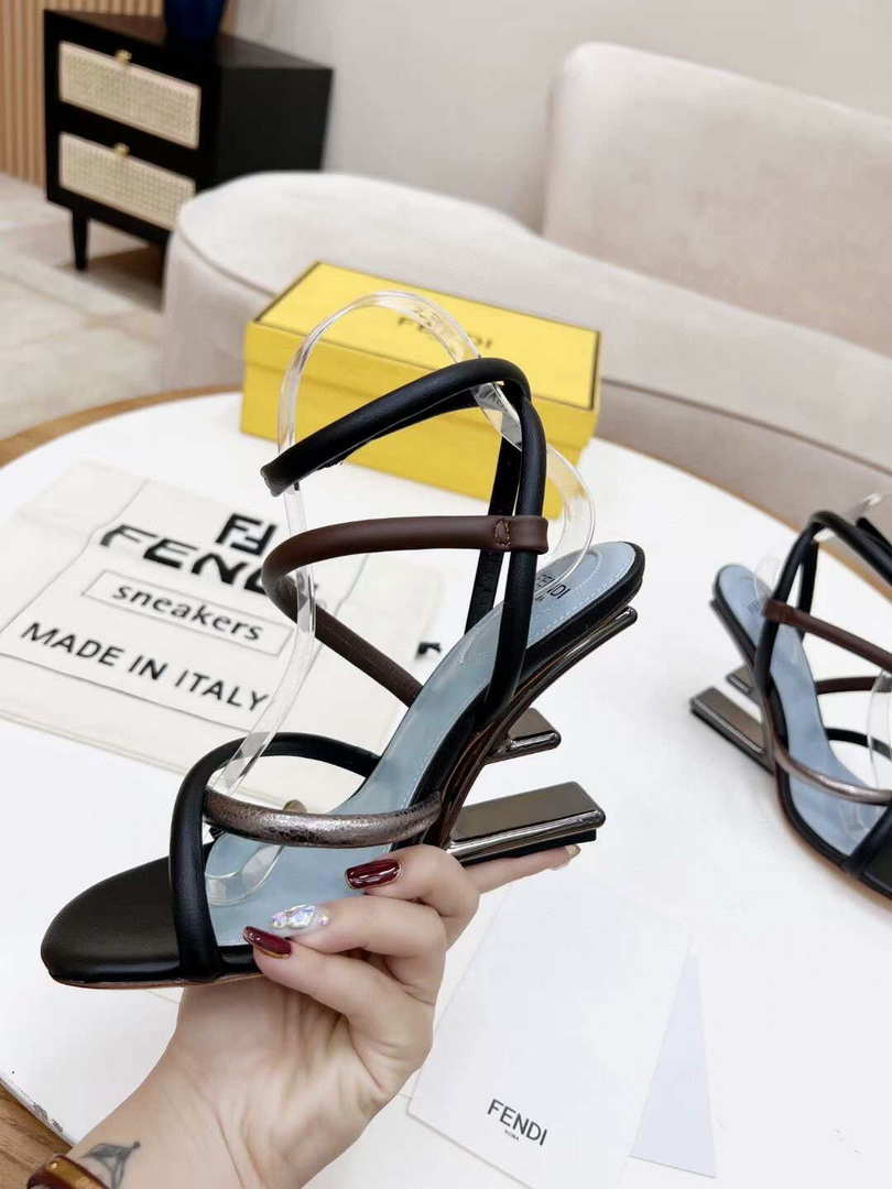 Fendi 8X8274 First Black nappa leather 95 mm high-heeled sandals