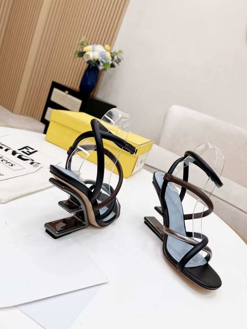 Fendi 8X8274 First Black nappa leather 95 mm high-heeled sandals