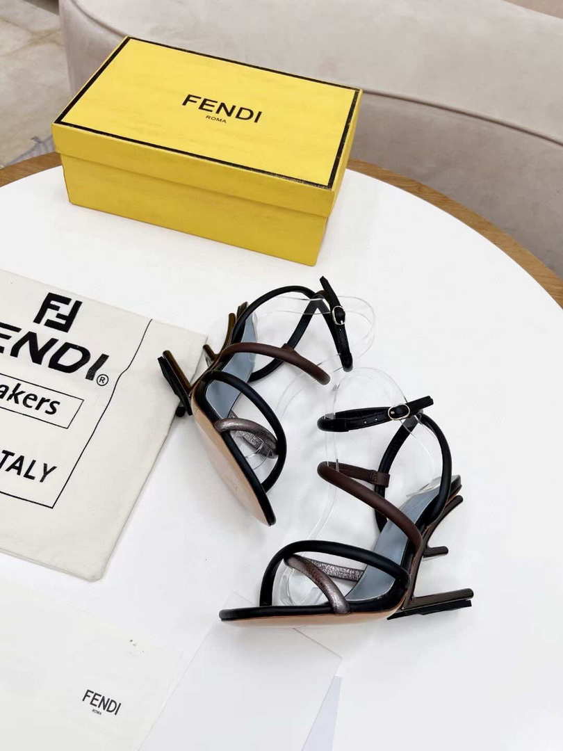 Fendi 8X8274 First Black nappa leather 95 mm high-heeled sandals