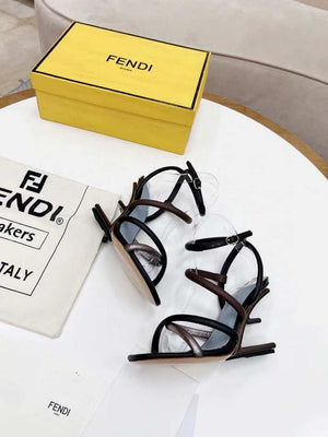 Fendi 8X8274 First Black nappa leather 95 mm high-heeled sandals - 35 - View 8
