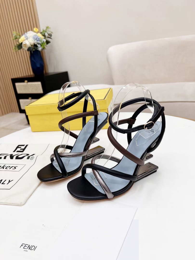 Fendi 8X8274 First Black nappa leather 95 mm high-heeled sandals
