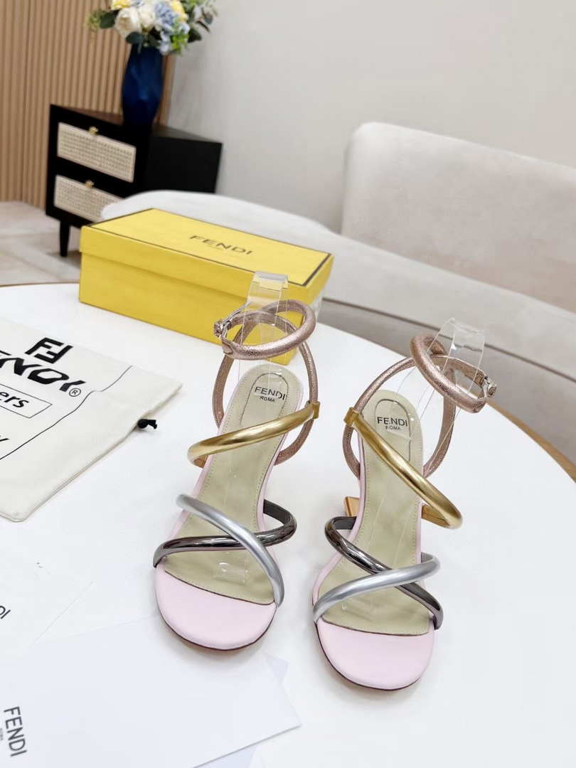Fendi 8X8274 First Light Pink nappa leather 95 mm high-heeled sandals