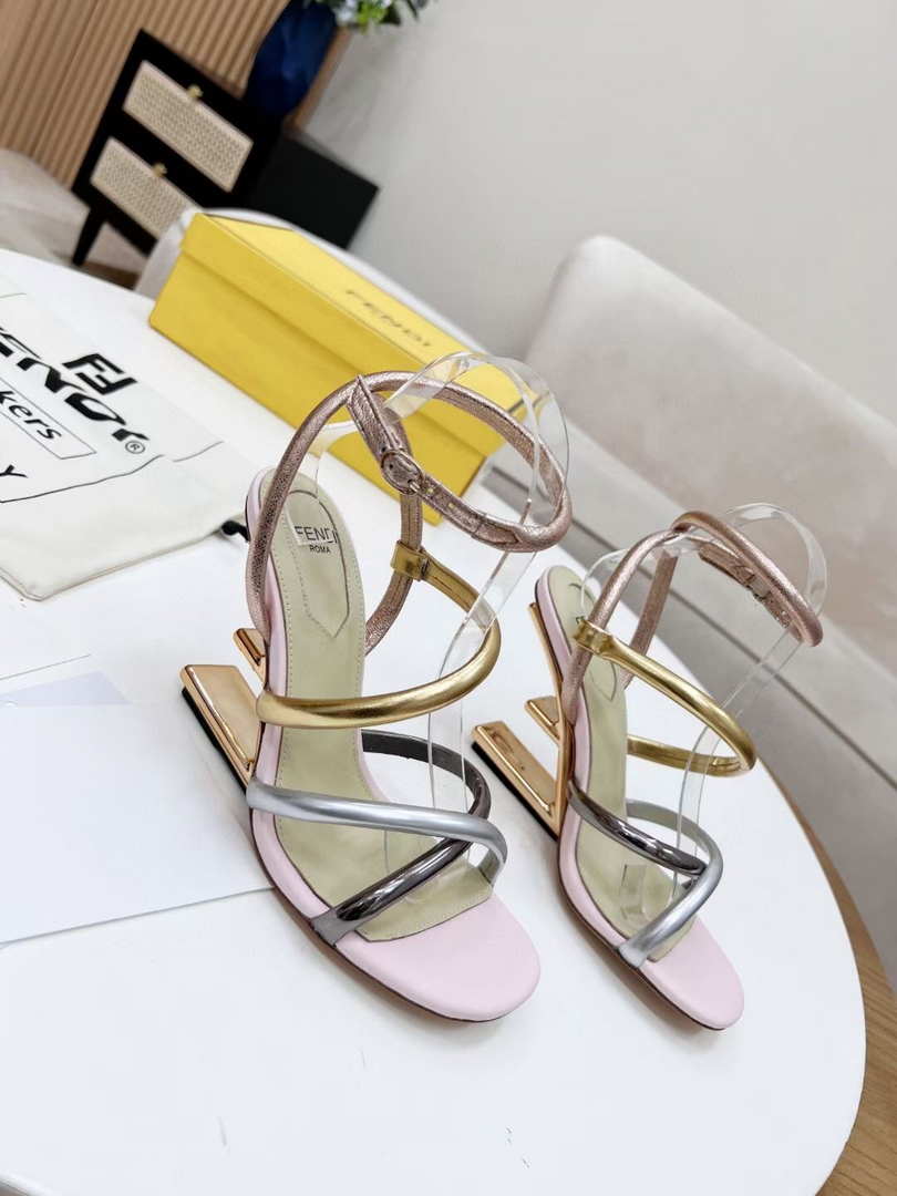 Fendi 8X8274 First Light Pink nappa leather 95 mm high-heeled sandals