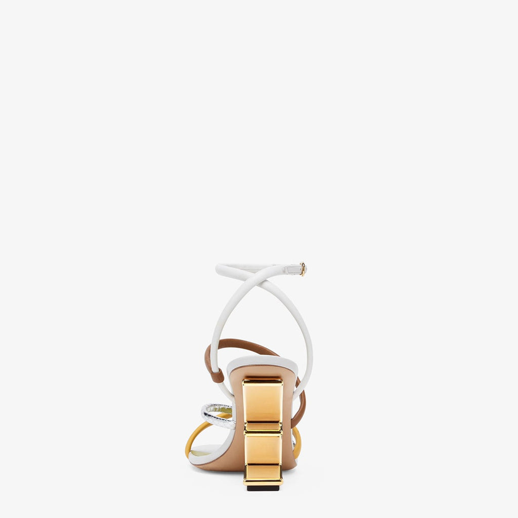 Fendi 8X8274 First White nappa leather 95 mm high-heeled sandals