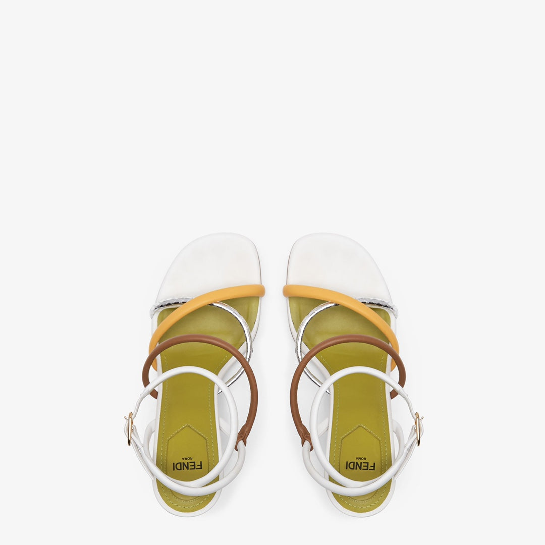 Fendi 8X8274 First White nappa leather 95 mm high-heeled sandals