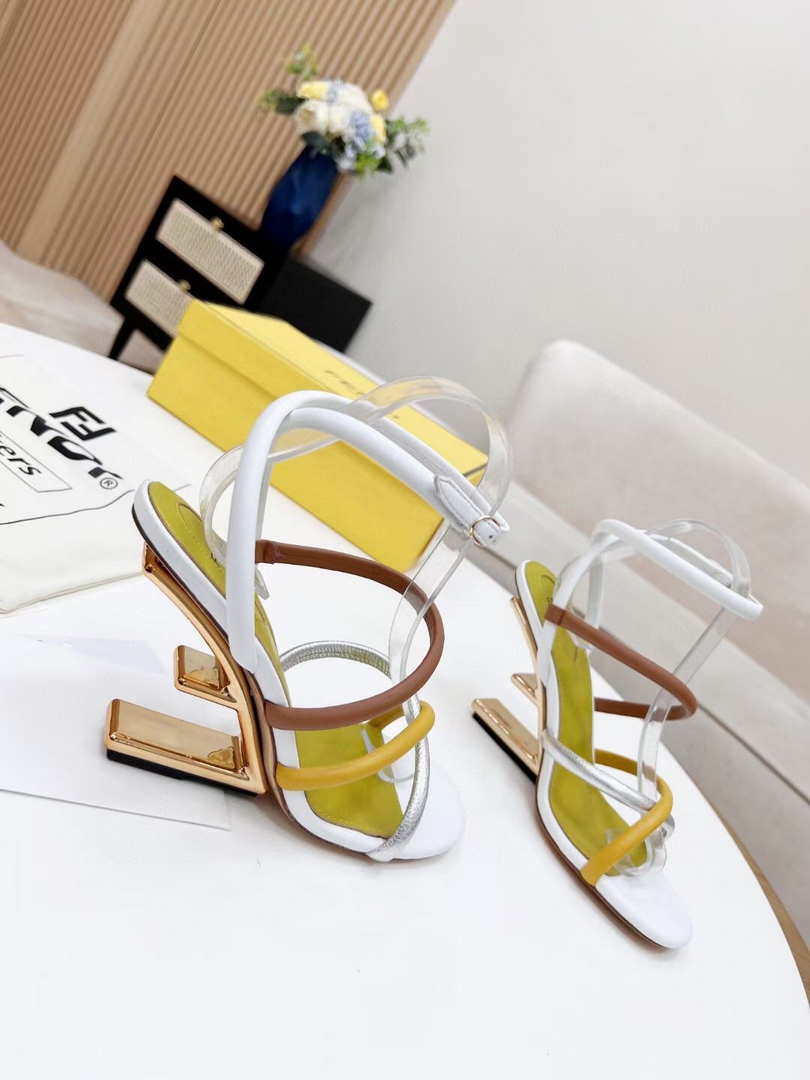 Fendi 8X8274 First White nappa leather 95 mm high-heeled sandals