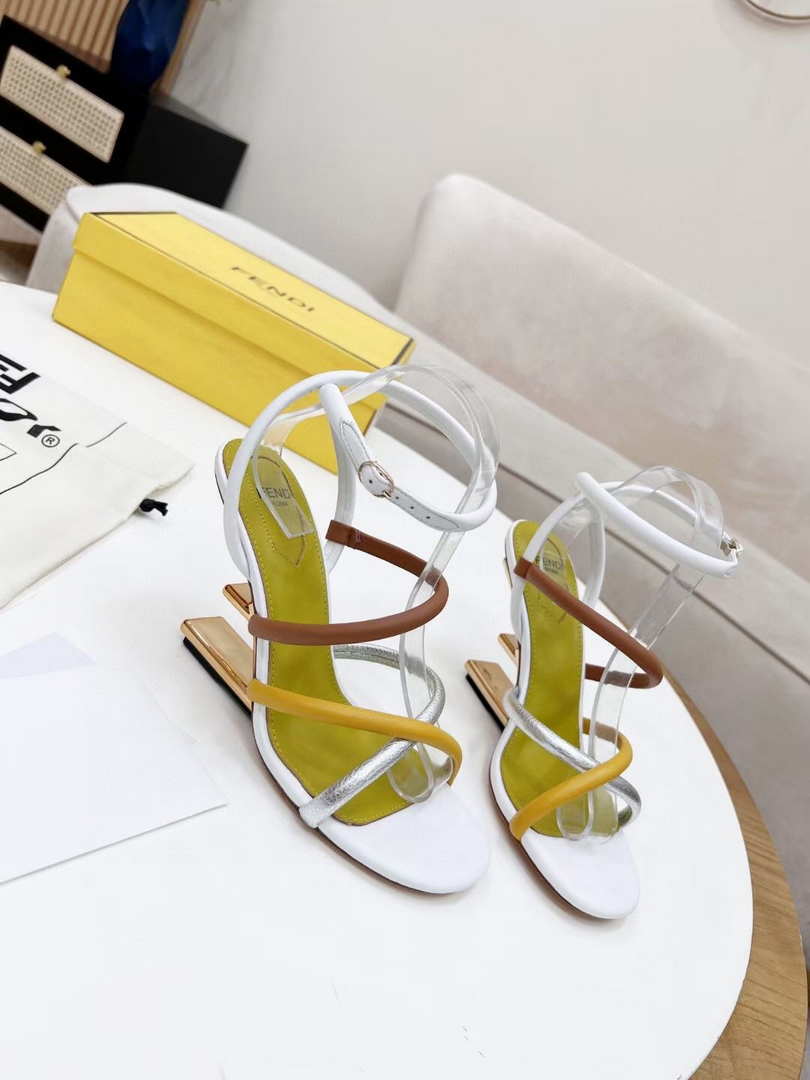 Fendi 8X8274 First White nappa leather 95 mm high-heeled sandals