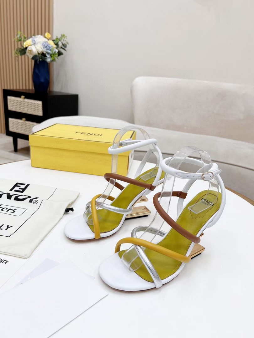Fendi 8X8274 First White nappa leather 95 mm high-heeled sandals