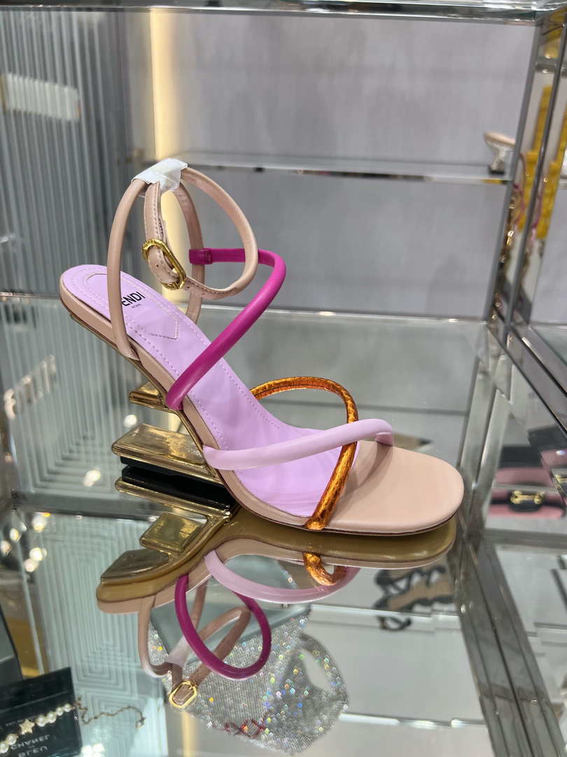 Fendi 8X8274 First Pink nappa leather 95 mm high-heeled sandals