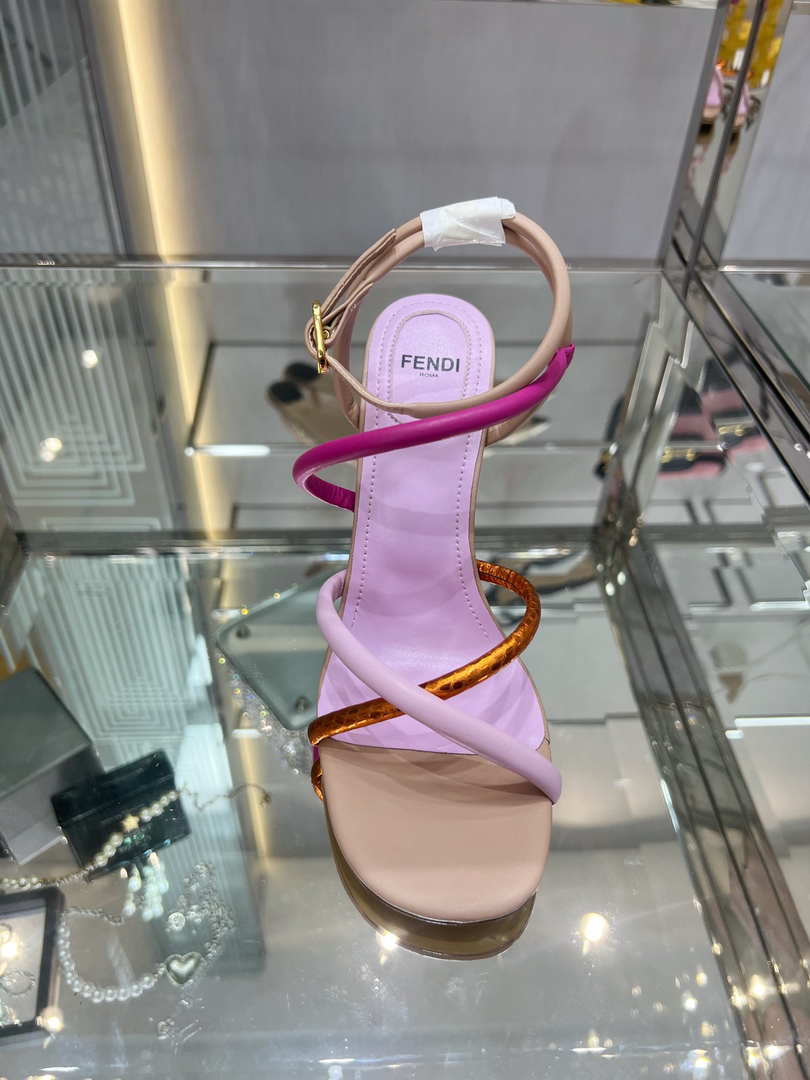 Fendi 8X8274 First Pink nappa leather 95 mm high-heeled sandals