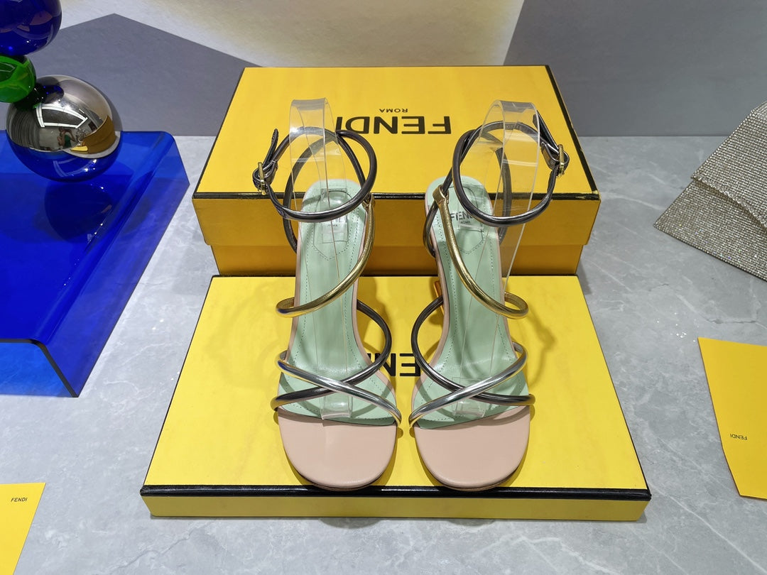 Fendi 8X8274 First Light Green nappa leather 95 mm high-heeled sandals - 35 - View 1