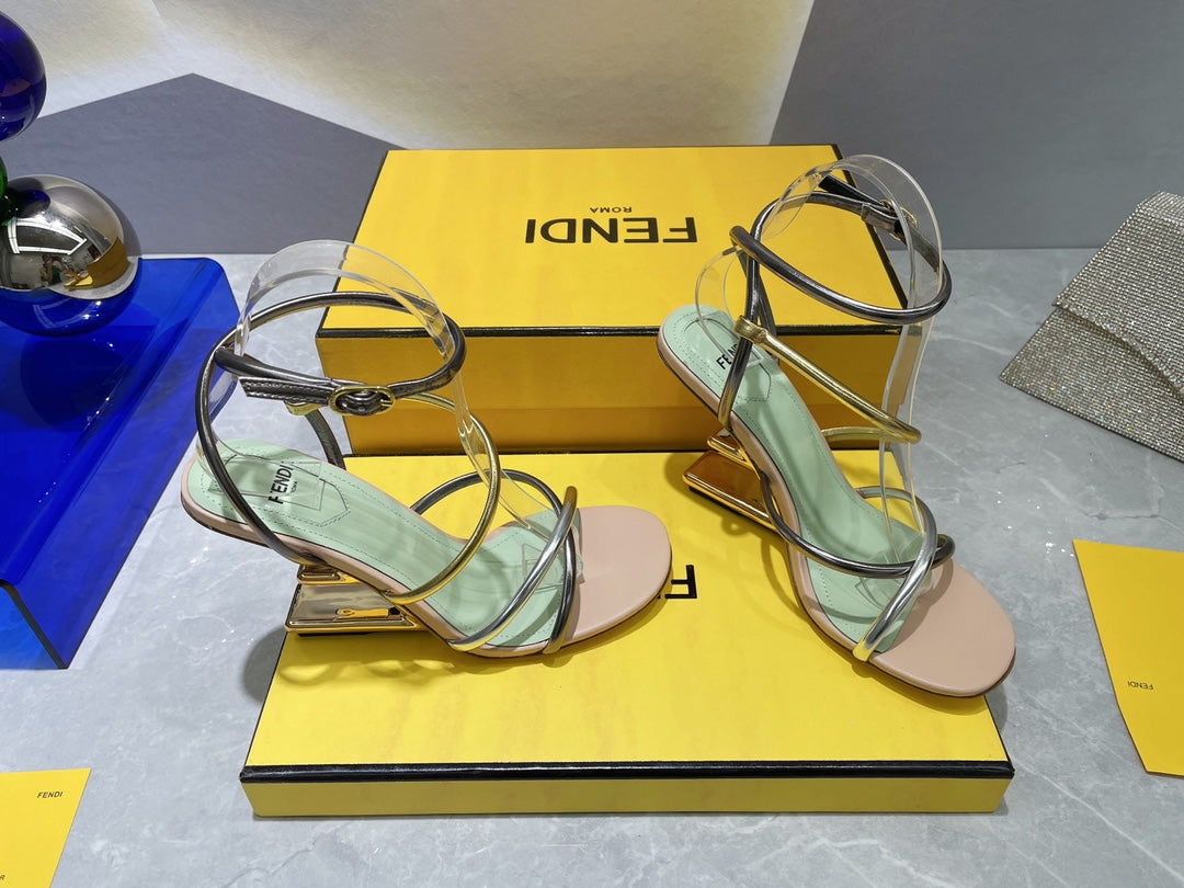 Fendi 8X8274 First Light Green nappa leather 95 mm high-heeled sandals