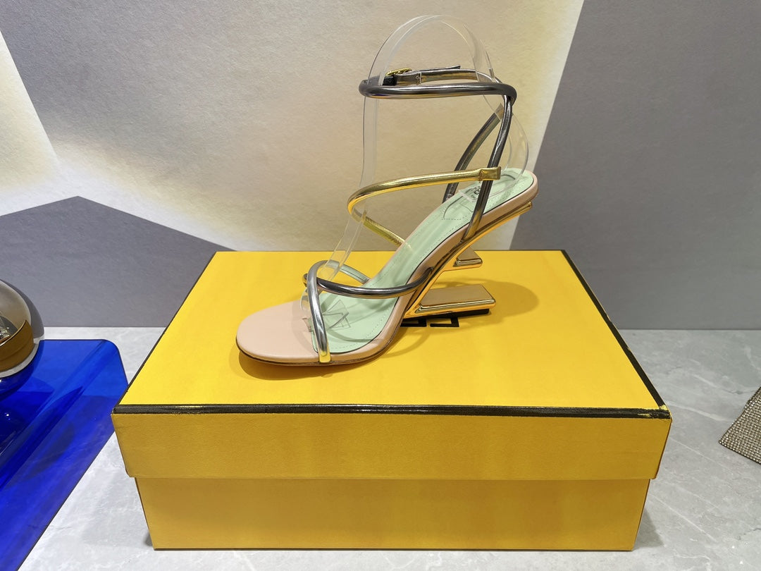 Fendi 8X8274 First Light Green nappa leather 95 mm high-heeled sandals