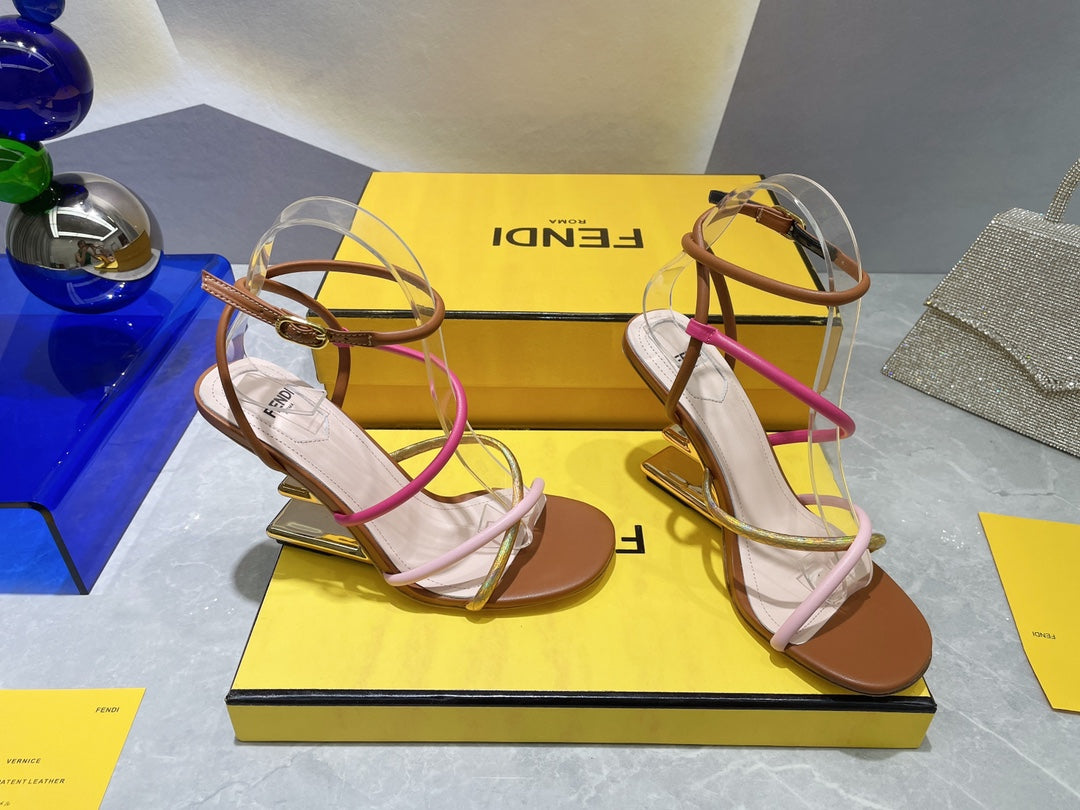 Fendi 8X8274 First Brown nappa leather 95 mm high-heeled sandals