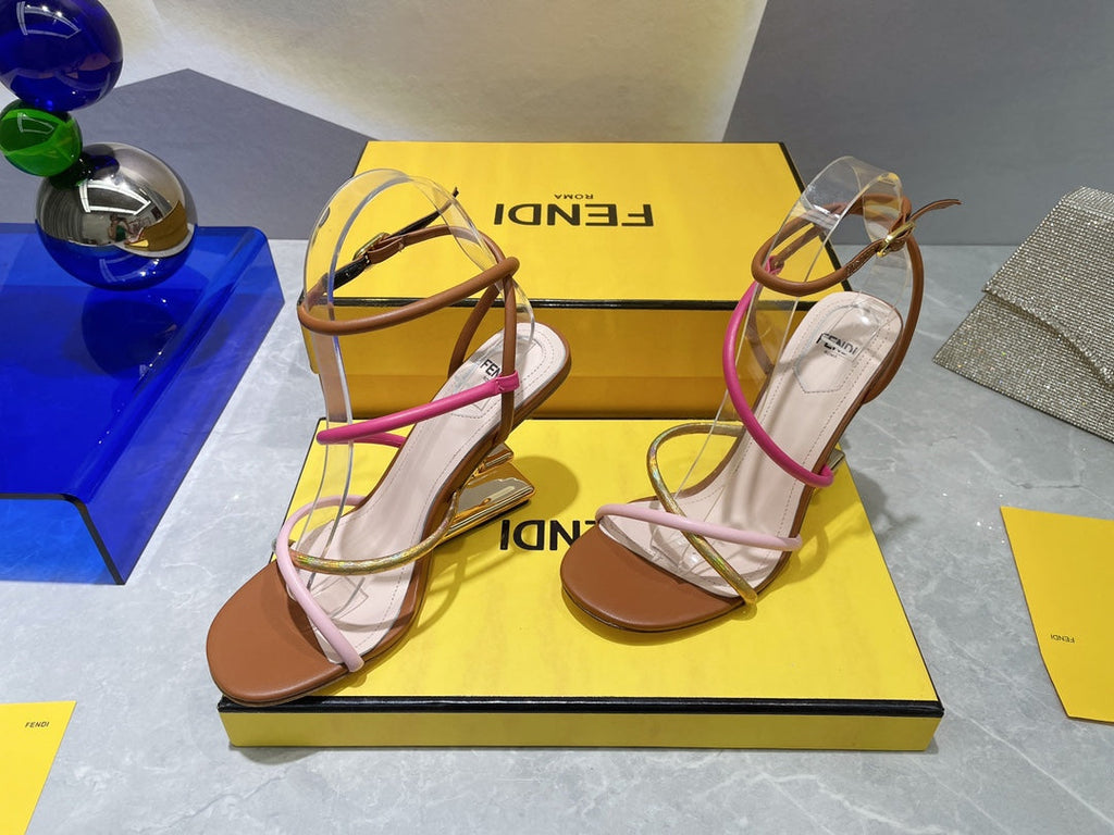 Fendi 8X8274 First Brown nappa leather 95 mm high-heeled sandals