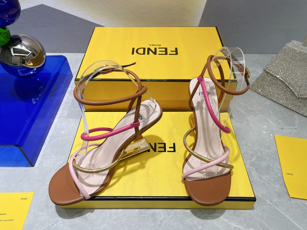 Fendi 8X8274 First Brown nappa leather 95 mm high-heeled sandals