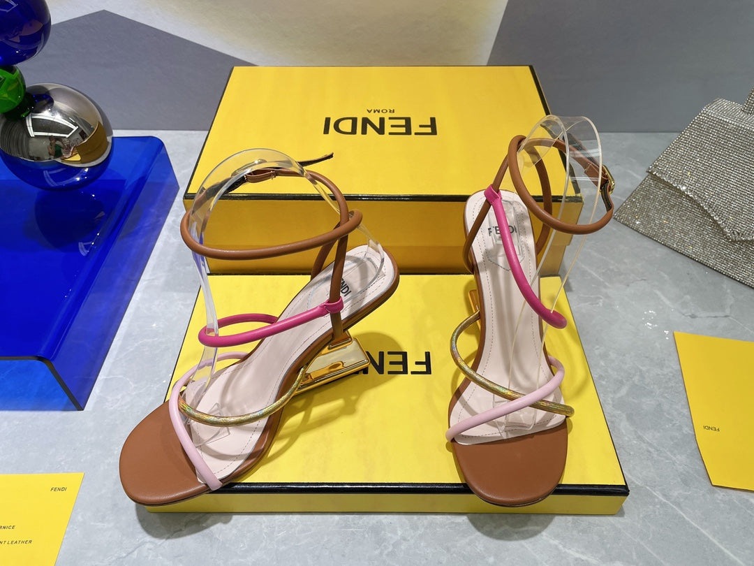 Fendi 8X8274 First Brown nappa leather 95 mm high-heeled sandals