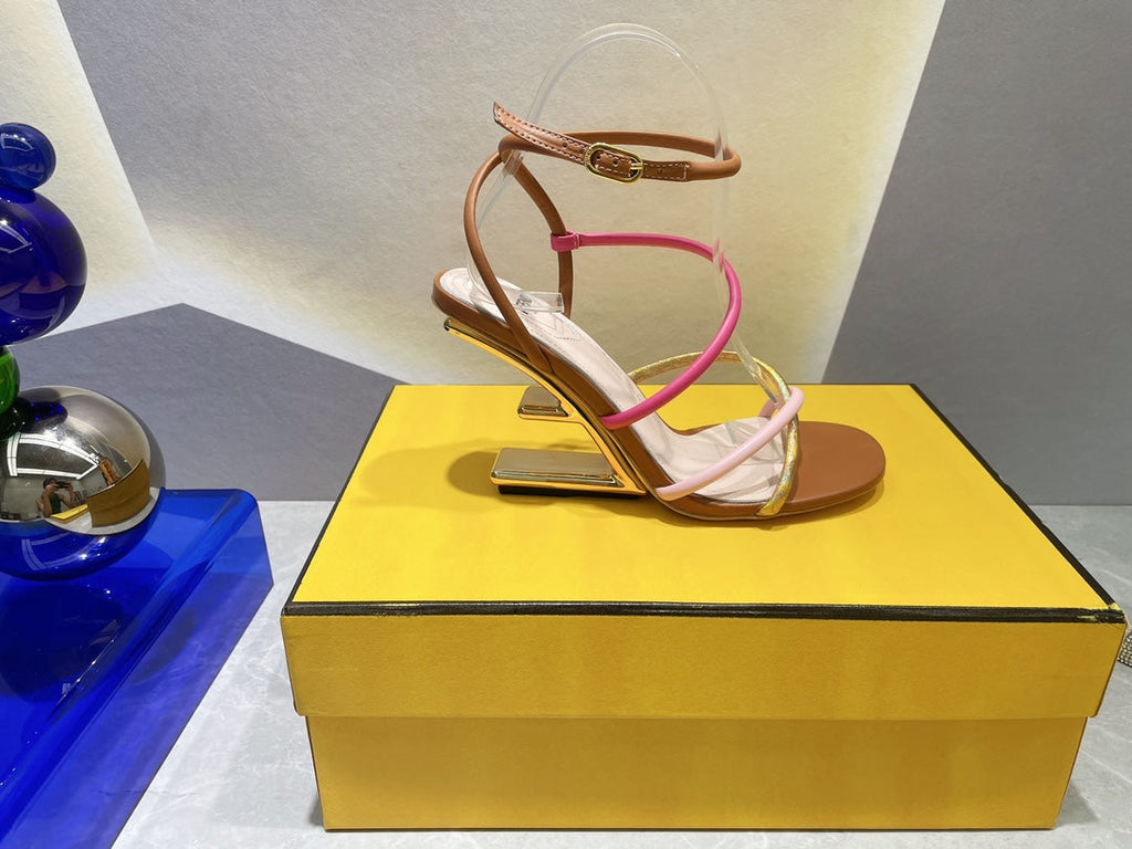 Fendi 8X8274 First Brown nappa leather 95 mm high-heeled sandals