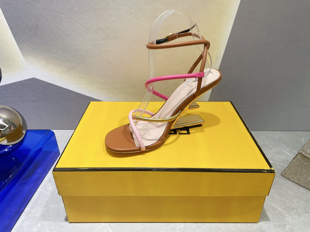 Fendi 8X8274 First Brown nappa leather 95 mm high-heeled sandals