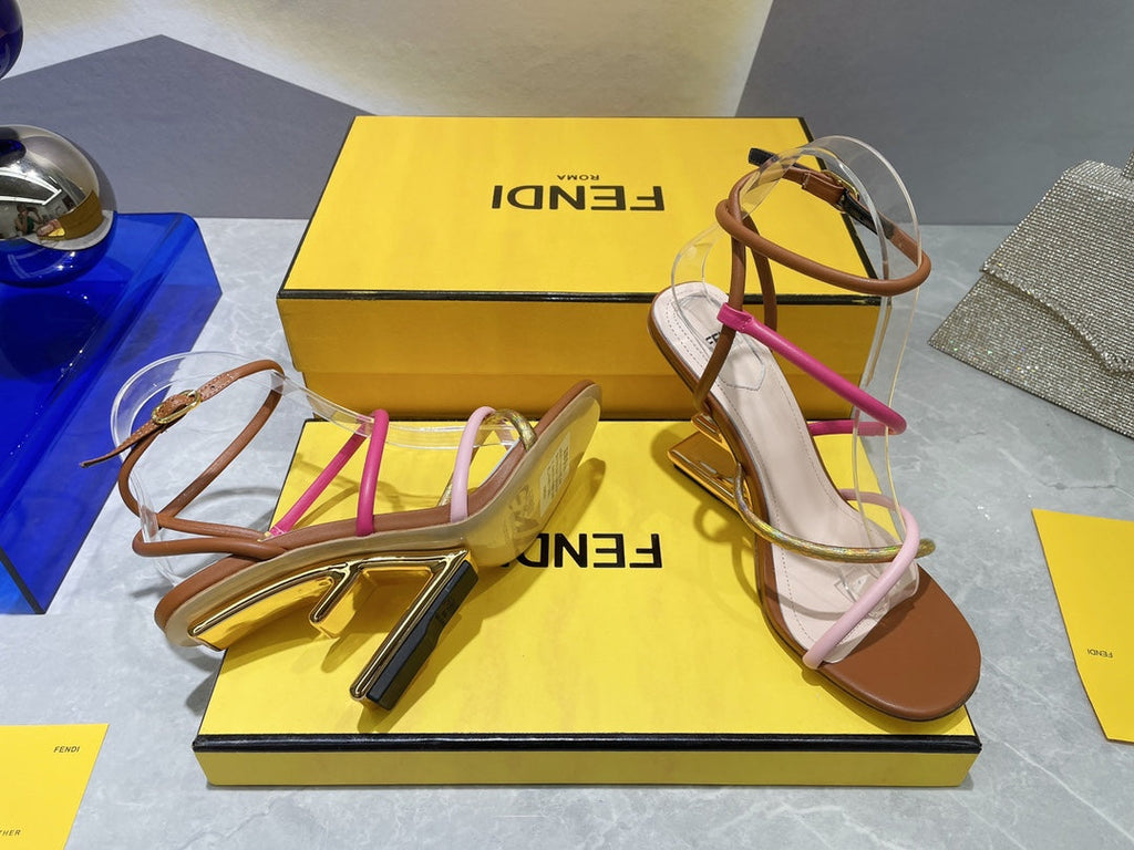 Fendi 8X8274 First Brown nappa leather 95 mm high-heeled sandals