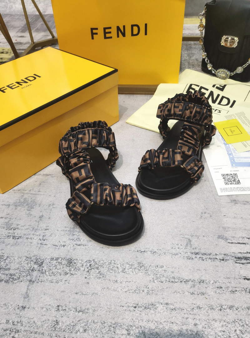 Fendi 8X8291 Feel Brown satin sandals Heel height 25mm Brown