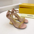 Fendi 8X8306 First Fendace Leather high-heeled Sandals pink - 35 - View 1