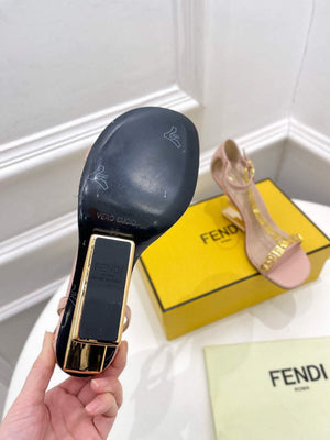 Fendi 8X8306 First Fendace Leather high-heeled Sandals pink - 35 - View 9