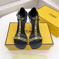 Fendi 8X8306 First Fendace Leather high-heeled Sandals black - 35 - View 1
