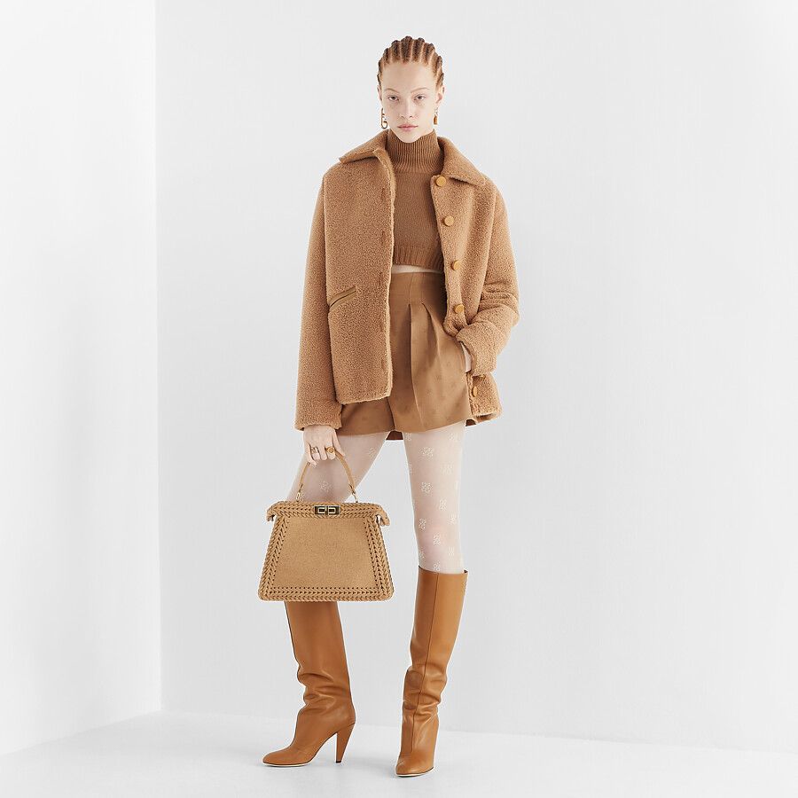 Fendi FNE91 Peekaboo ISEEU MEDIUM Brown Leather Bag