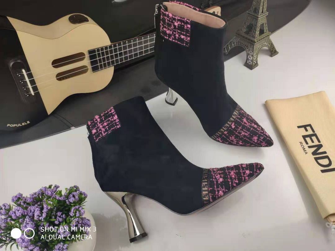 Fendi Boots Designger Fendi Short Shoes Women 81902 Black and Plum - luxibagsmall