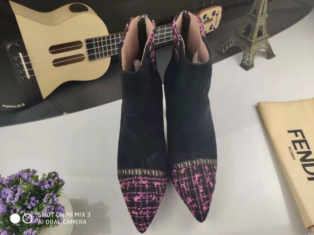 Fendi Boots Designger Fendi Short Shoes Women 81902 Black and Plum - luxibagsmall