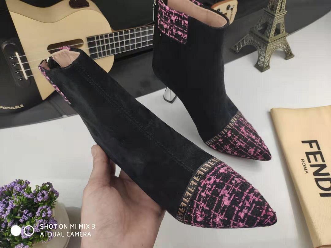 Fendi Boots Designger Fendi Short Shoes Women 81902 Black and Plum - luxibagsmall