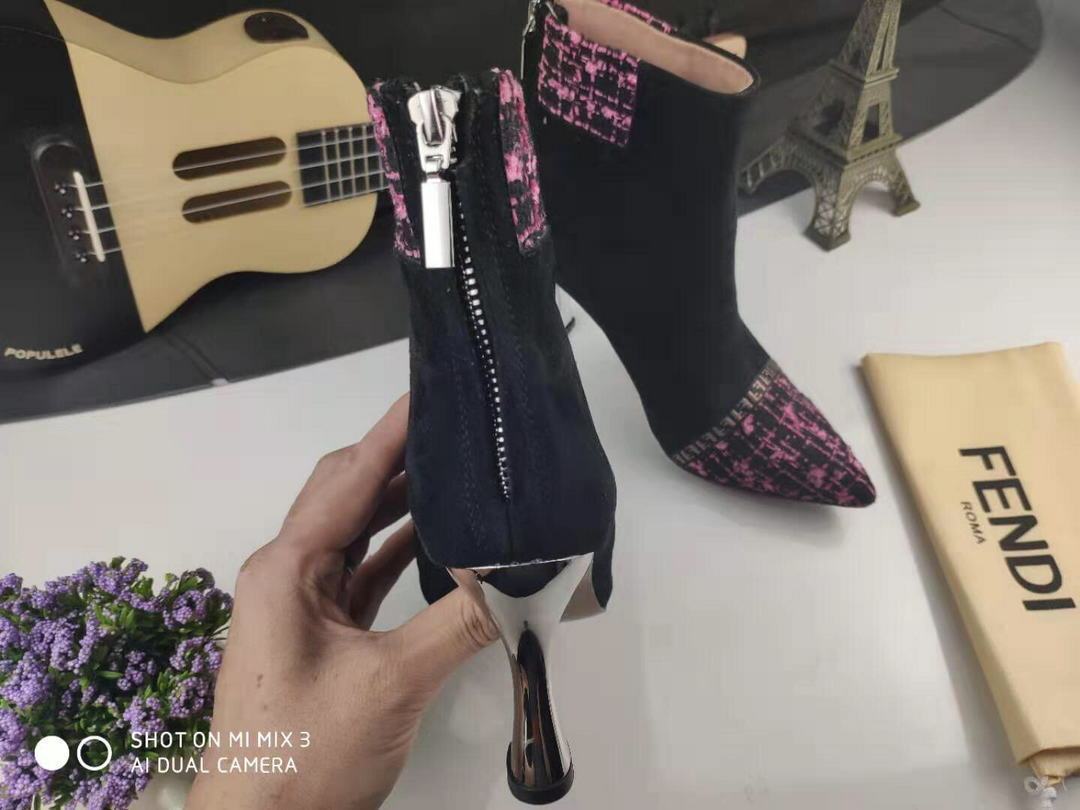 Fendi Boots Designger Fendi Short Shoes Women 81902 Black and Plum - luxibagsmall