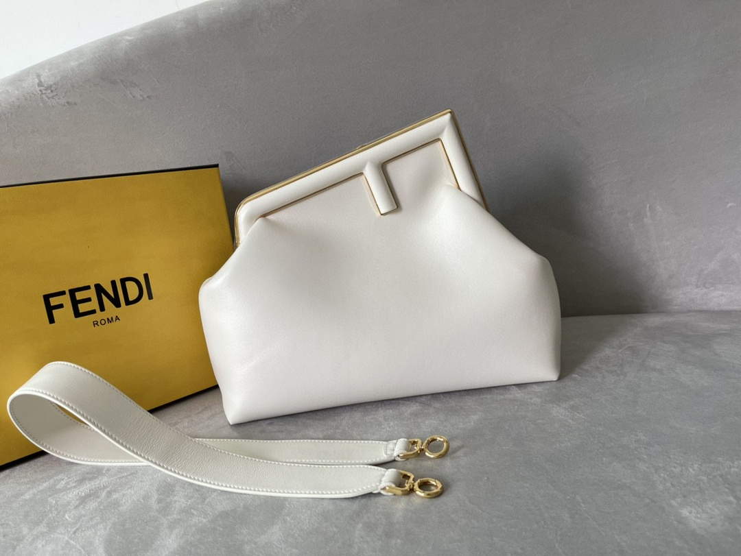 Fendi FIRST 8BP127 Medium Bag White Leather - Default Title - View 1
