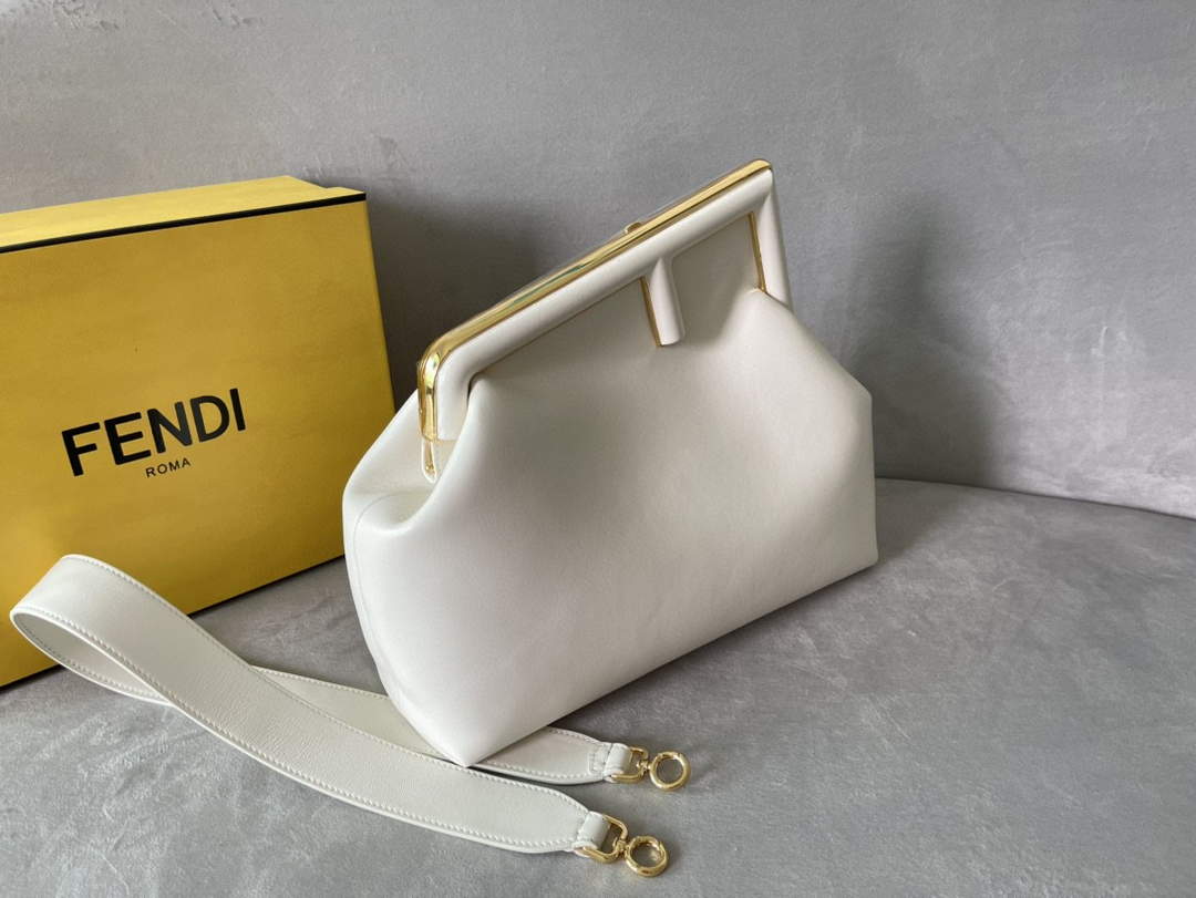 Fendi FIRST 8BP127 Medium Bag White Leather