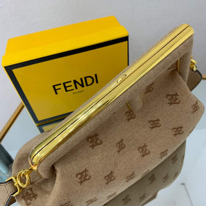 Fendi FIRST Medium Bag Beige flannel bag with embroidery  8BP127 - Default Title - View 5
