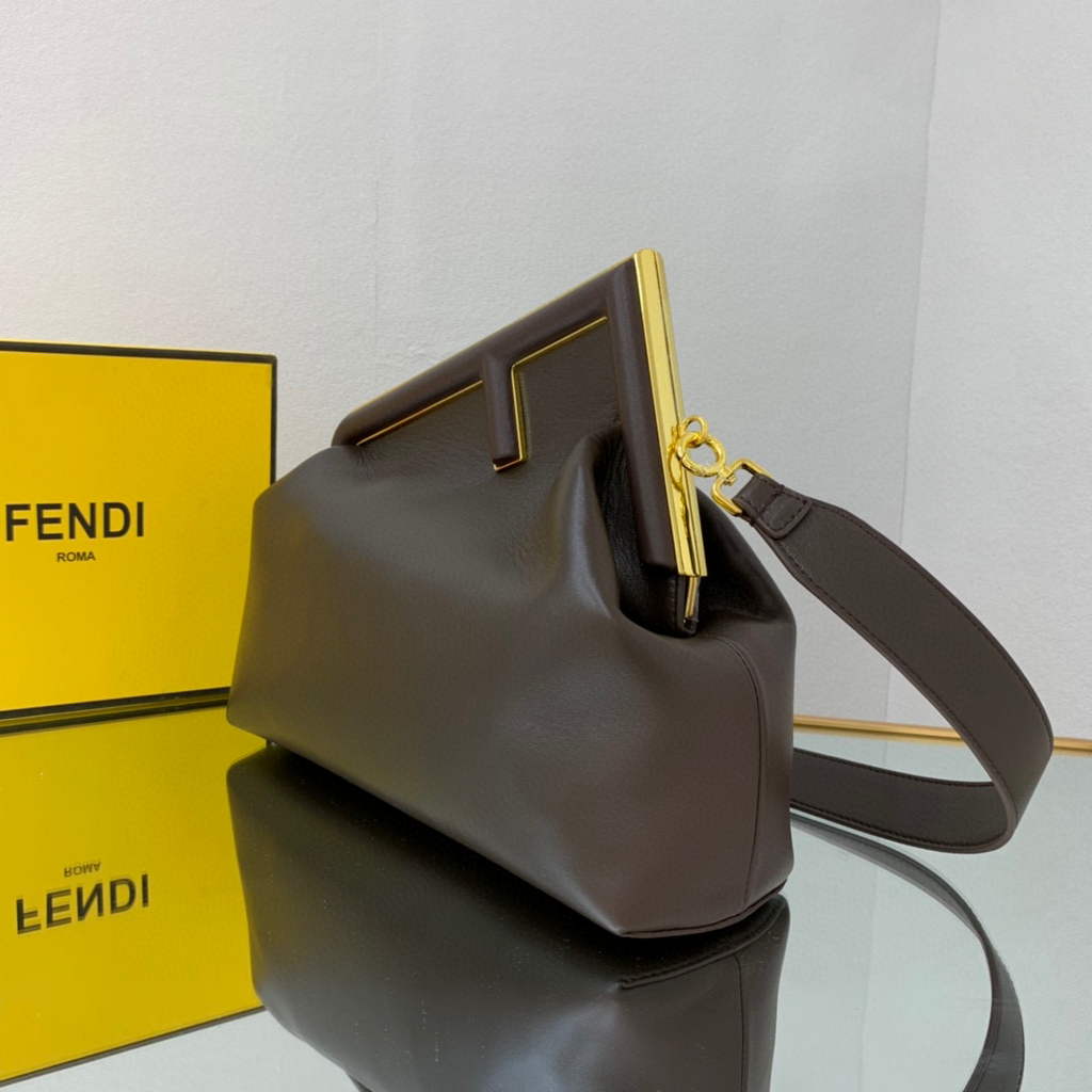 Fendi FIRST Medium Bag Dark Brown Leather 8BP127