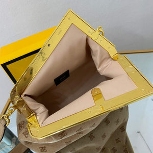 Fendi FIRST Medium Bag Beige flannel bag with embroidery  8BP127 - Default Title - View 6