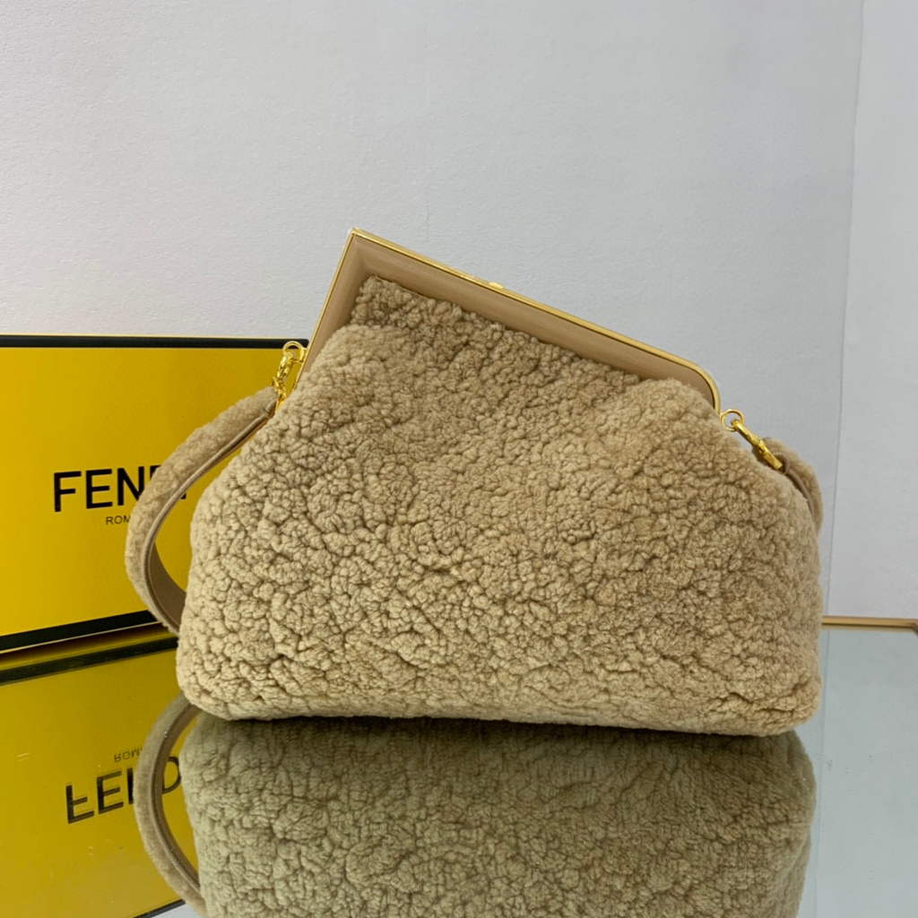 Fendi First Medium Sheepskin Bag 8BP127 Apricot