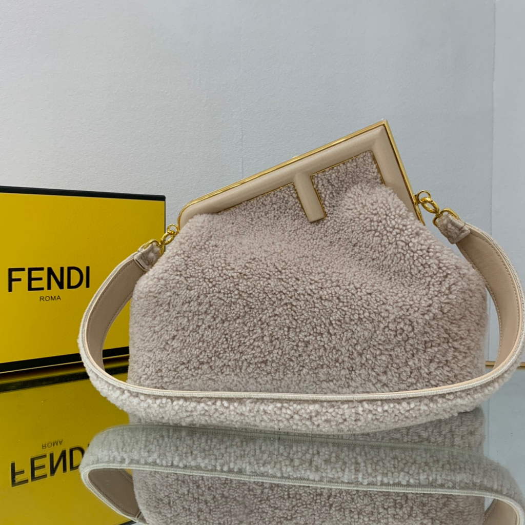Fendi First Medium Sheepskin Bag 8BP127 Beige