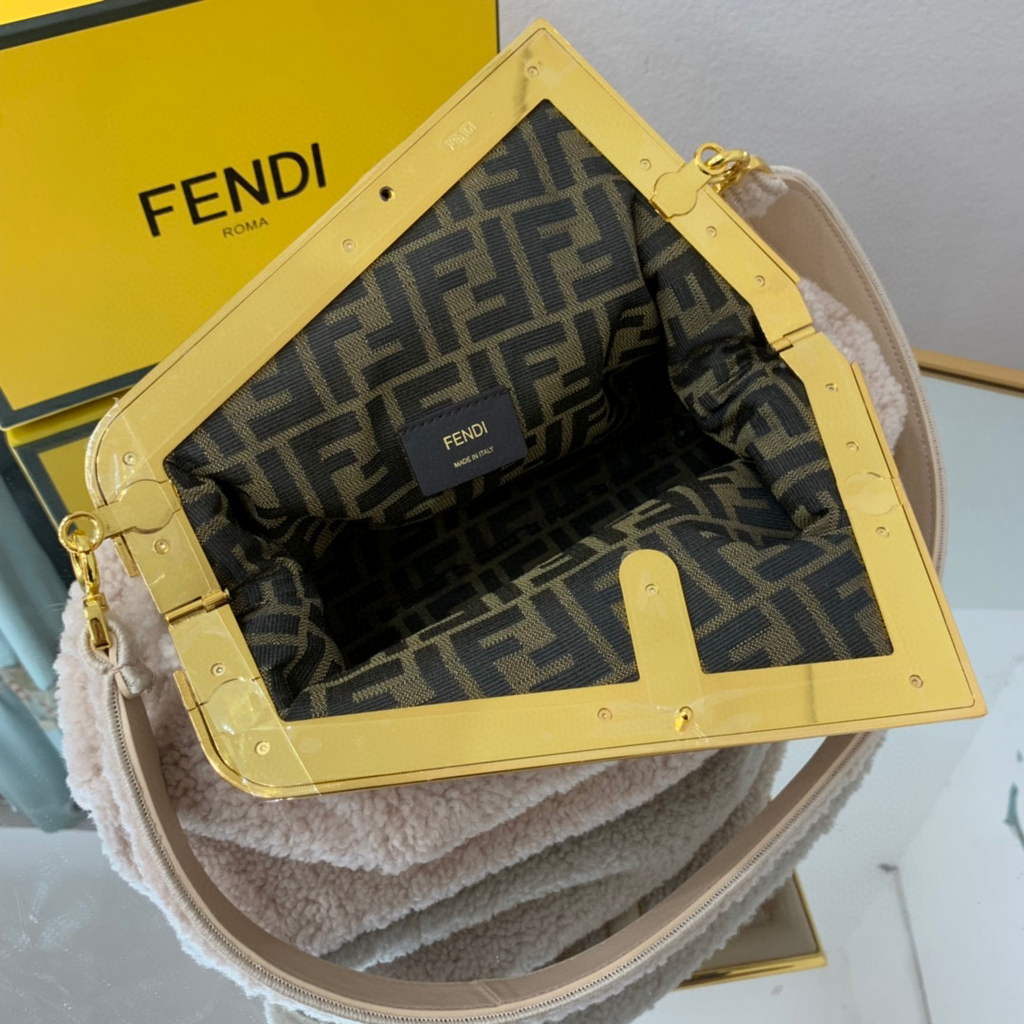 Fendi First Medium Sheepskin Bag 8BP127 Beige
