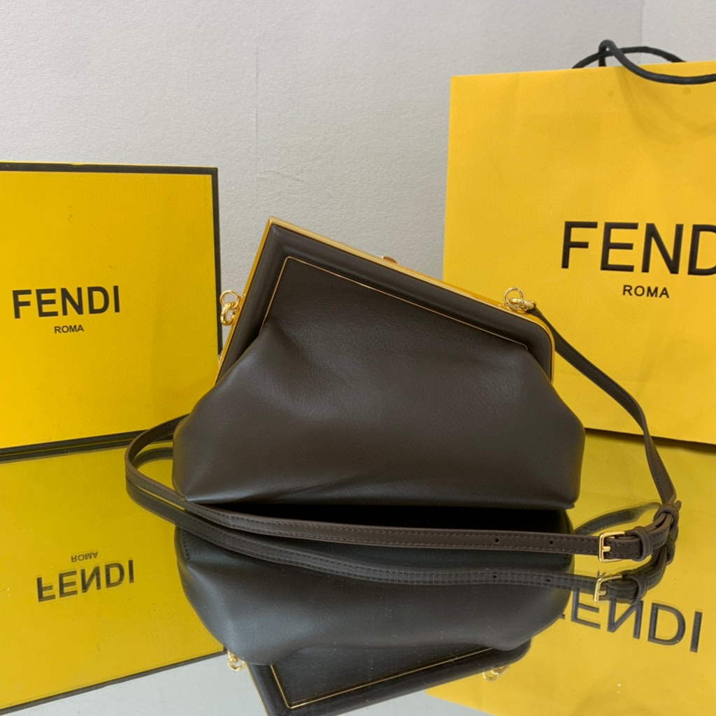 Fendi FIRST Small Bag 8BP129 Dark Brown Leather