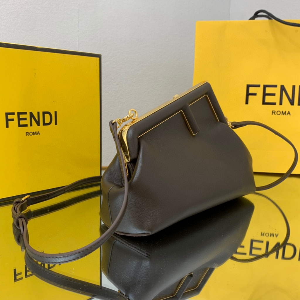 Fendi FIRST Small Bag 8BP129 Dark Brown Leather