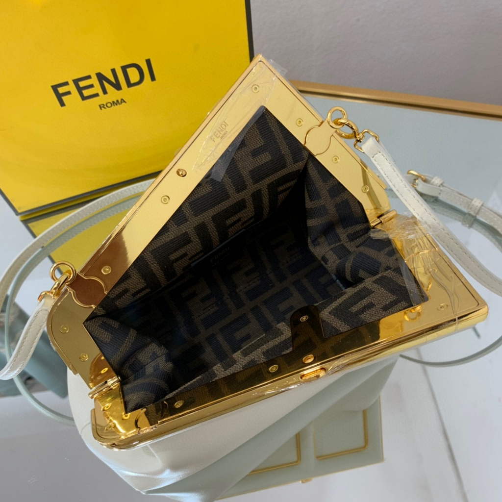 Fendi FIRST Small Bag 8BP129 White Leather